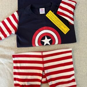 Hanna Anderson Marvel Navy Blue Organic Cotton Pajama set US 12